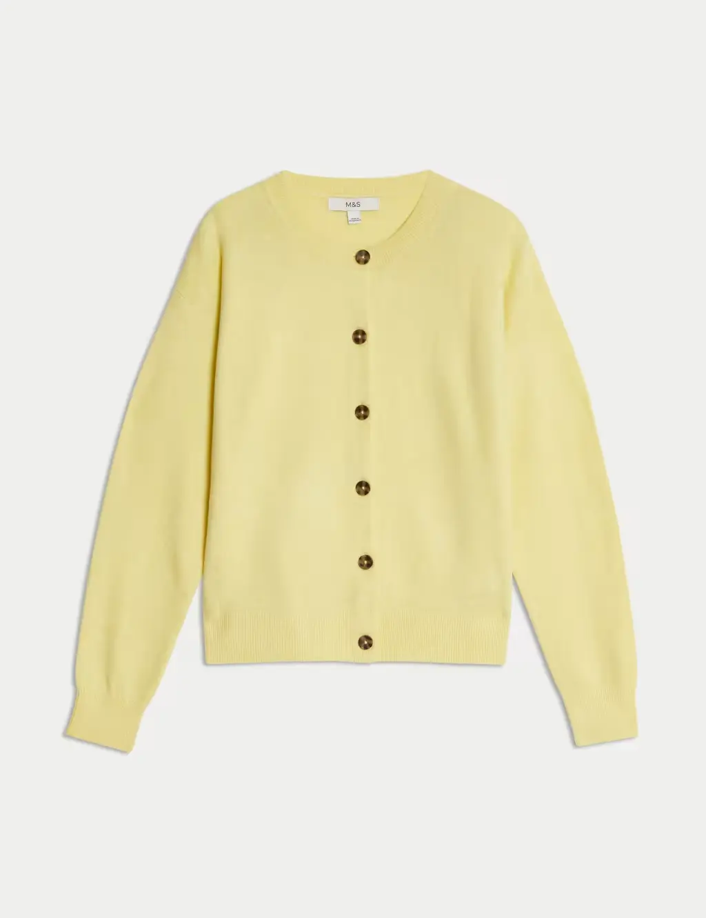 Air-Yarn Ribbed Crew Neck Cardigan