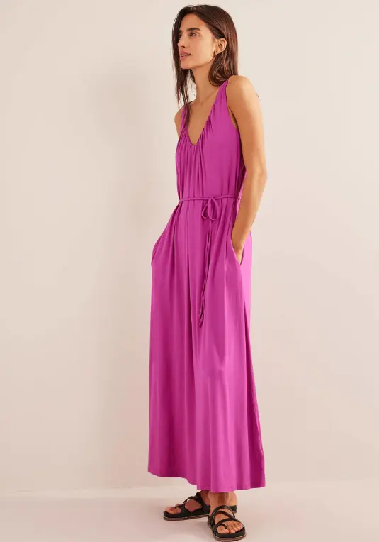 V-Neck Jersey Maxi Dress Rose Violet