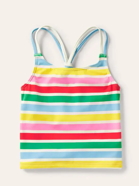 Patterned Tankini Top Ivory/Multi Rainbow