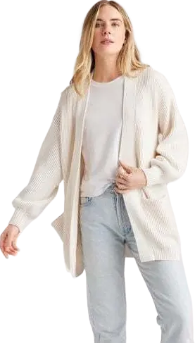 Oversized Cardigan, Organic Cotton - White