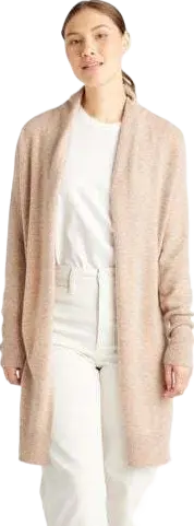 Mongolian Cashmere Duster Cardigan Sweater - White