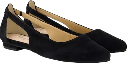 Leder-Ballerinas, Cut-Out, Weite H - Schwarz