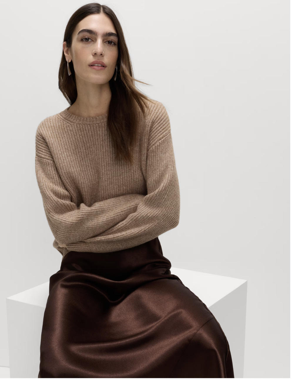 Cloud-Yarn Ribbed Crew Neck Jumper