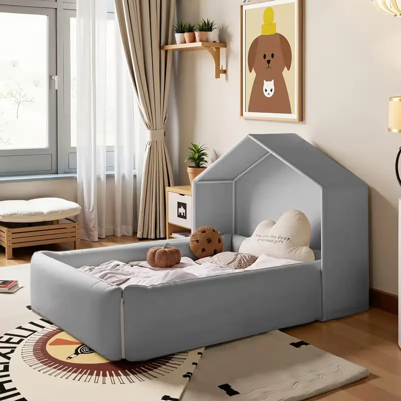 Convertible Baby Crib with Safety Enclosure & Guardrails