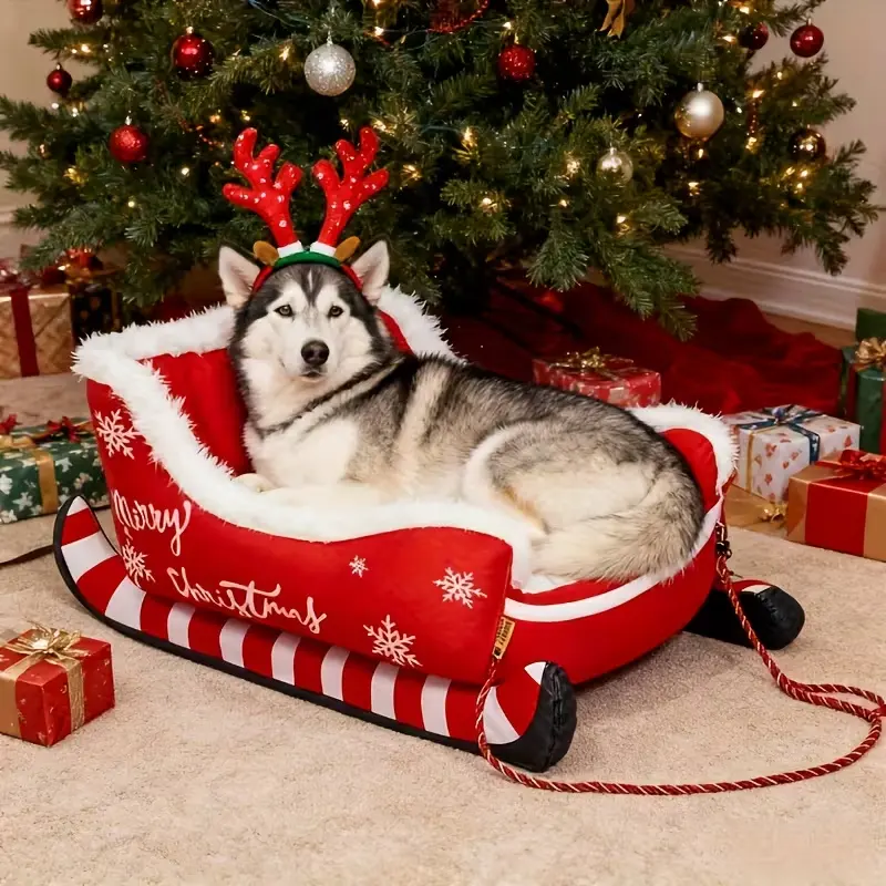 Large/ Medium/Small Christmas Sled Dog Bed Kennel